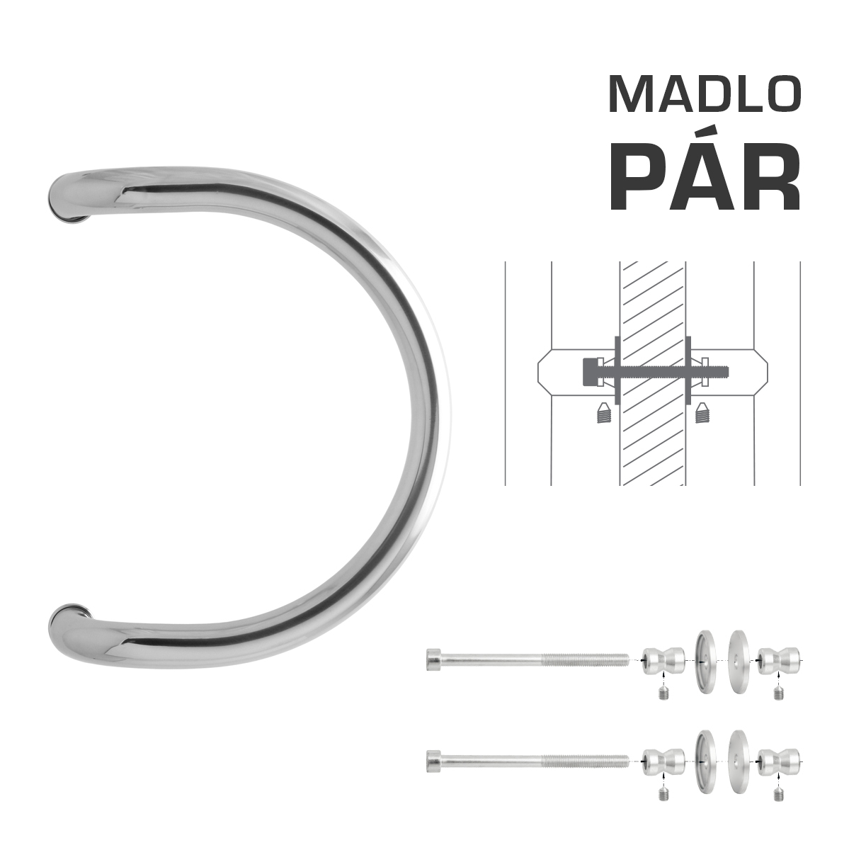 Madlo na dveře WA - MADLO M1 WA/A-DHP pár LN - Leštěná nerez