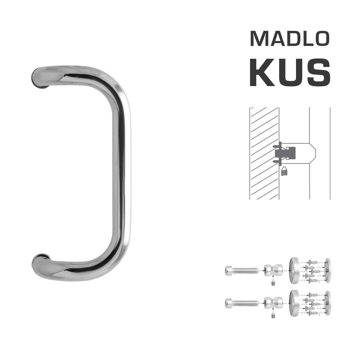 Madlo na dveře WA - MADLO M2 WA/B-D-DŘEVO ks LN - Leštěná nerez