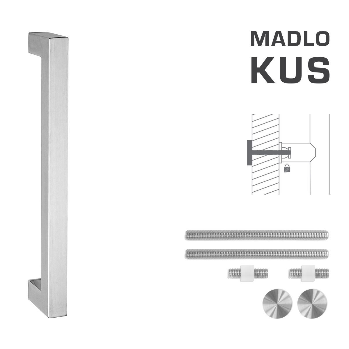 Madlo na dveře FT - MADLO kód K02K 25x25 mm UN ks BN - Broušená nerez