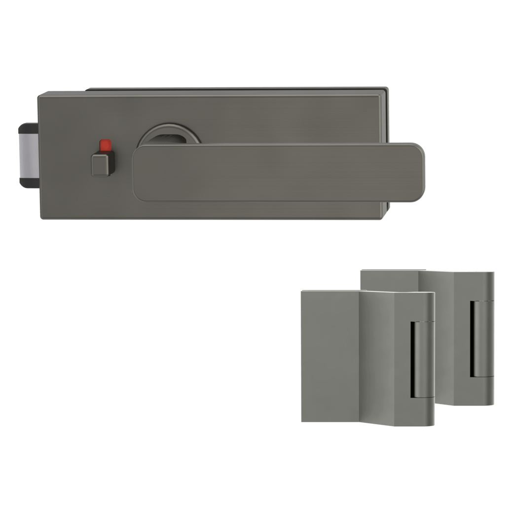 Klika na dveře GK - PURISTO S - ZÁMEK na sklo s klikou MINIMAL MODERN - WC S2L (vč. závěsů) Kašmír šedá (27)