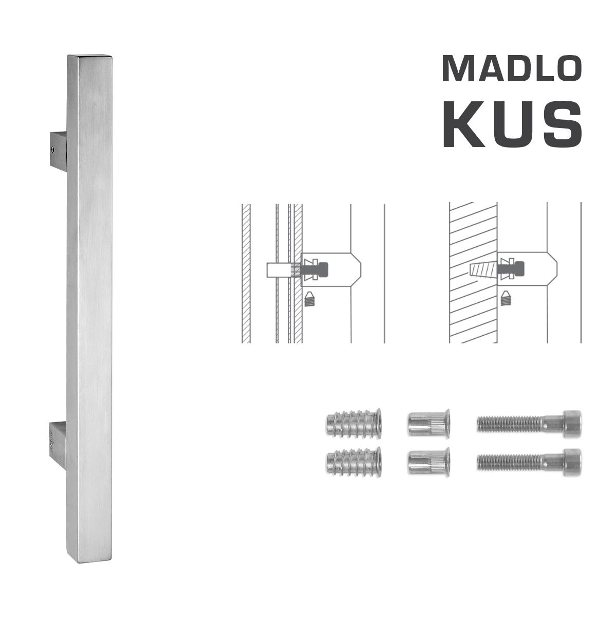 Madlo na dveře FT - MADLO kód K31 25x25 mm SP ks BN - Broušená nerez