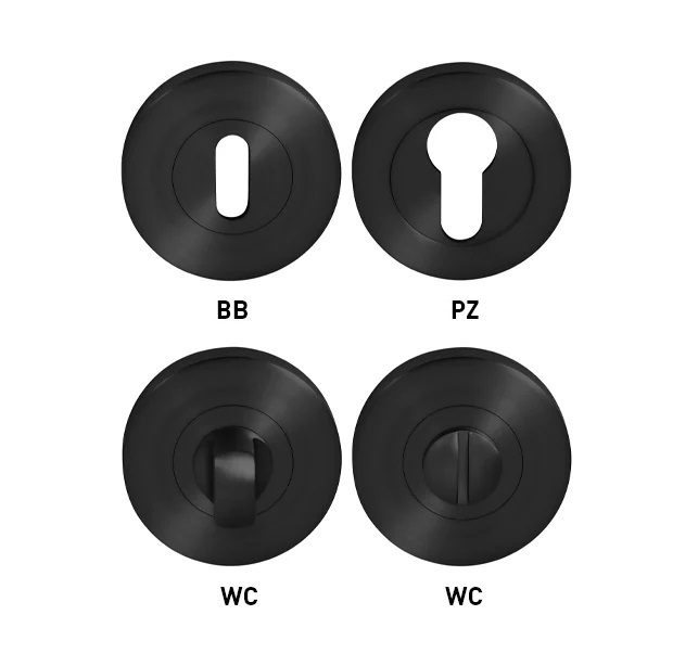 Rozeta ke klice MP - ROZETA - R (šroubovací) BS - Černá matná