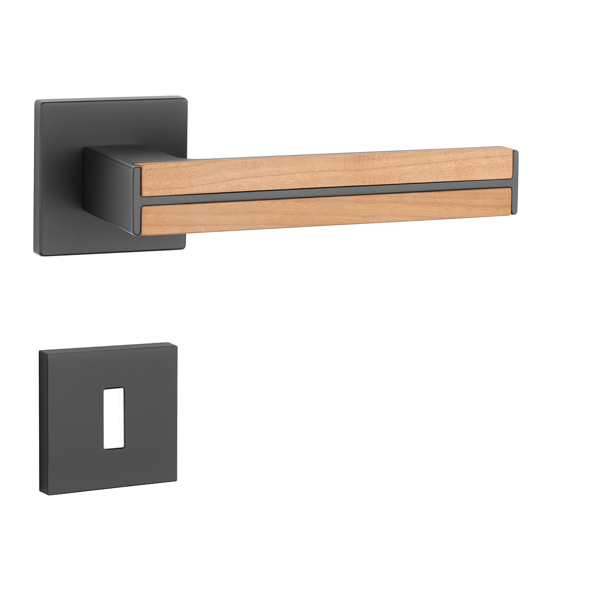 Klika na dveře AS - IMPERATA - HR 7S BS - Černá matná / dřevo dub