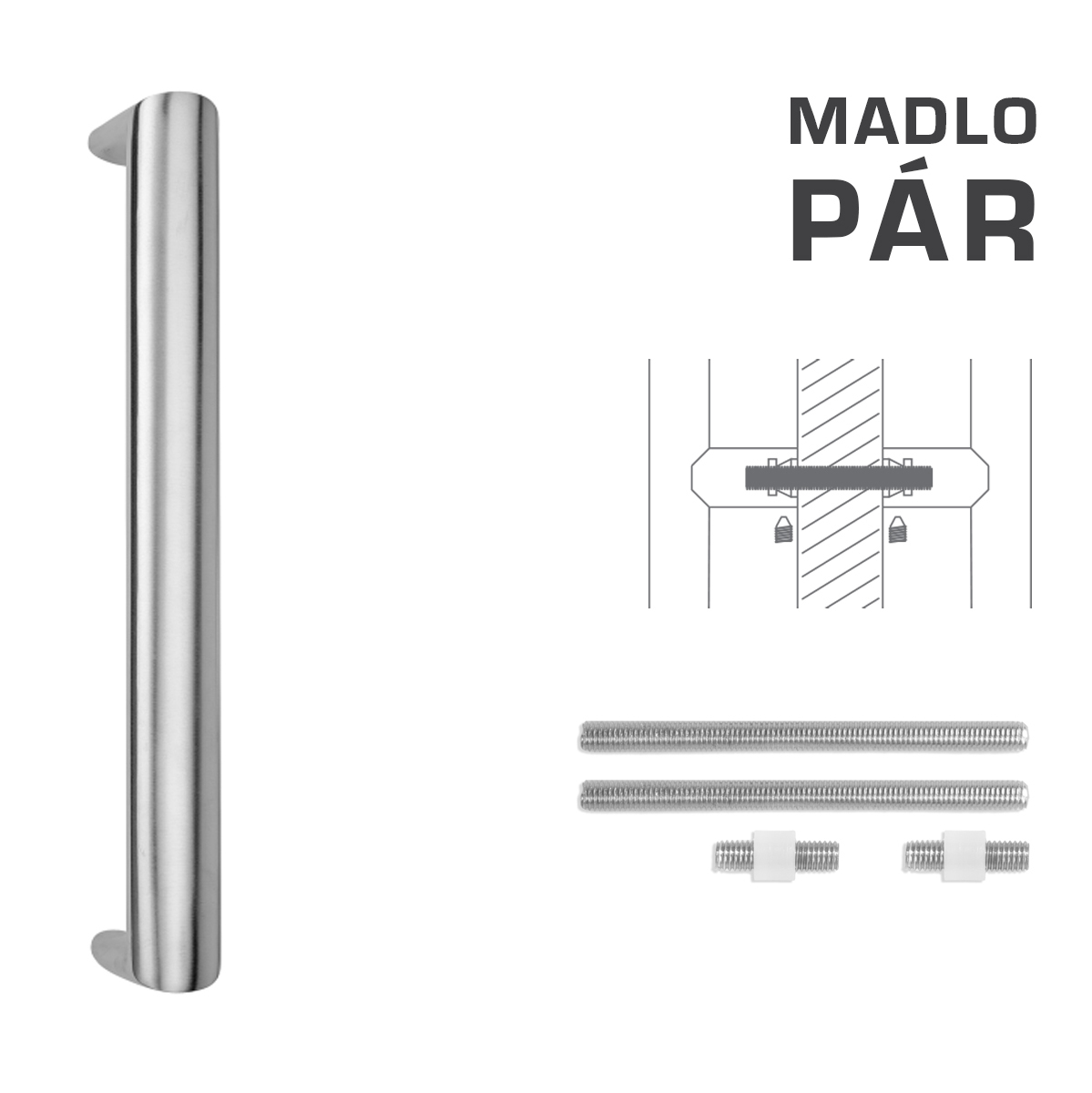 Madlo na dveře FT - MADLO kód K40 40x20 mm UN pár BN - Broušená nerez