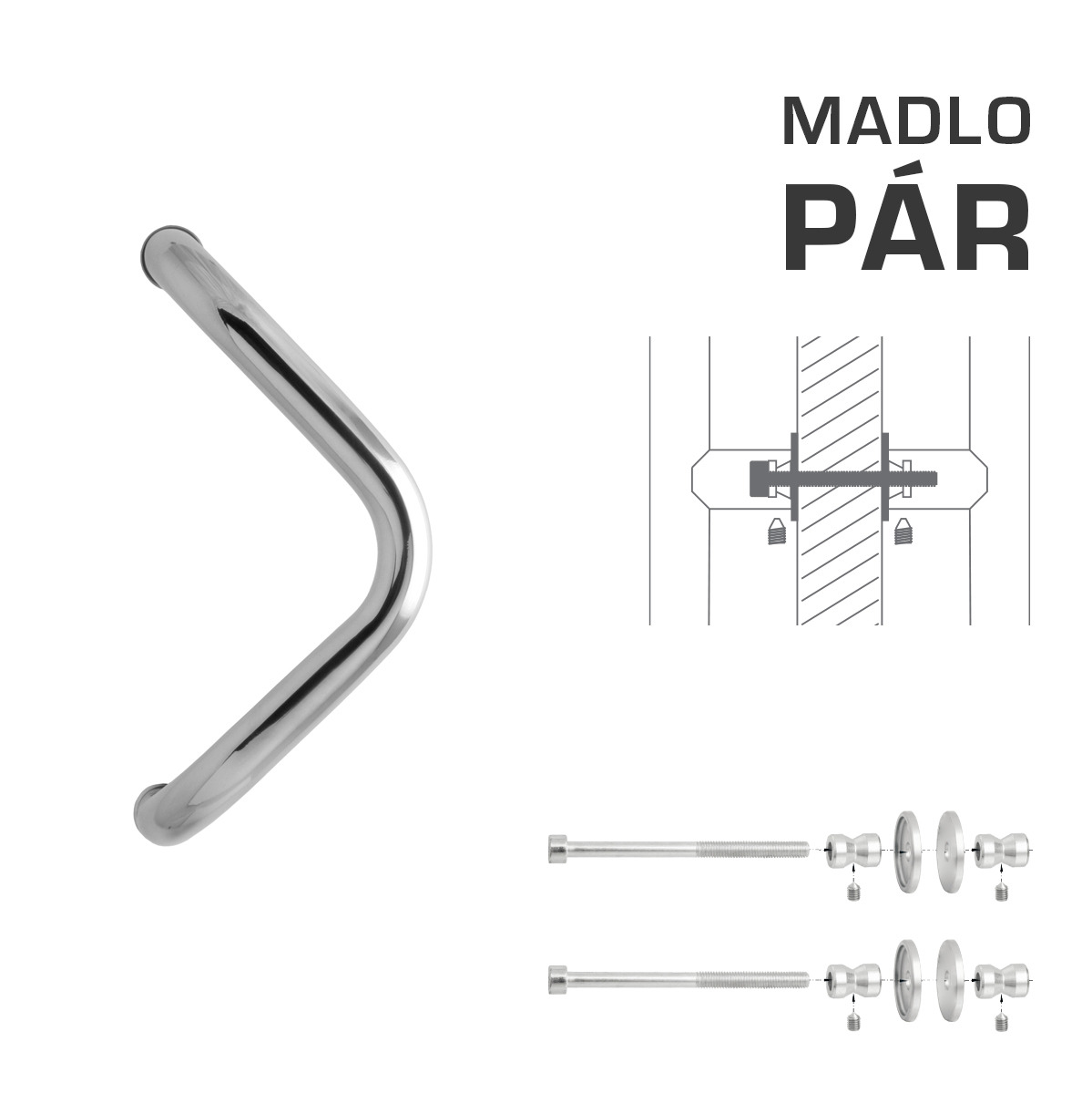 Madlo na dveře WA - MADLO M6 WA/A-DHP pár LN - Leštěná nerez