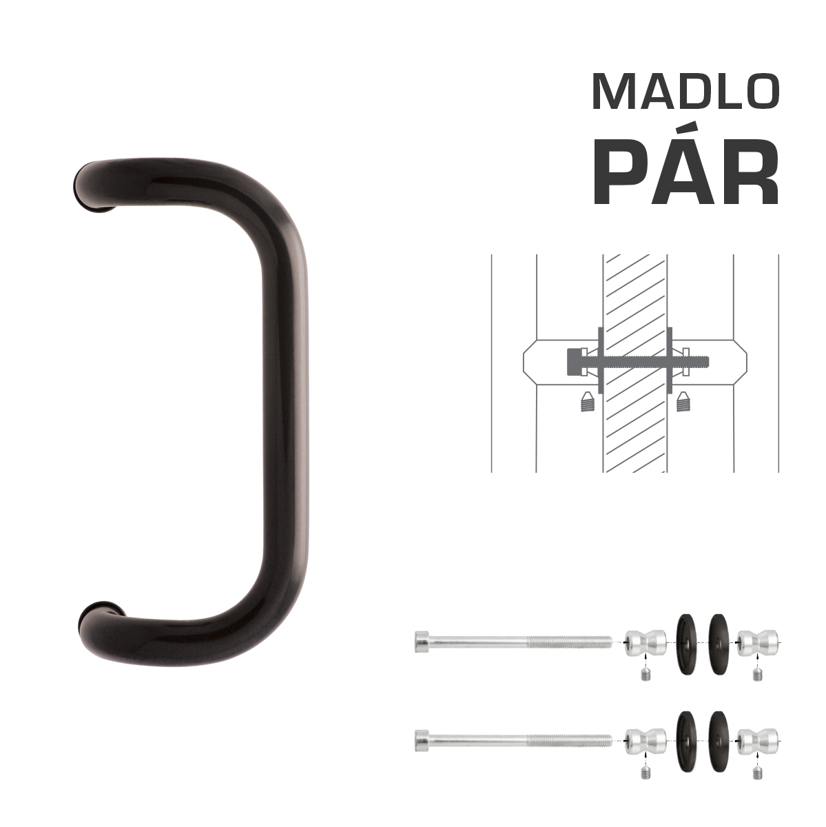 Madlo na dveře WA - MADLO M2 WA/A-DHP pár Hnědošedá (RAL 8019)