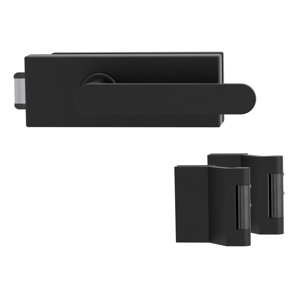 Klika na dveře GK - PURISTO S - ZÁMEK na sklo s klikou AVUS - UV (vč. závěsů) Grafit černá (28)