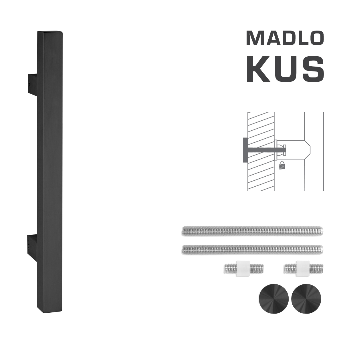 Madlo na dveře FT - MADLO kód K31 25x25 mm UN ks BS - Černá matná