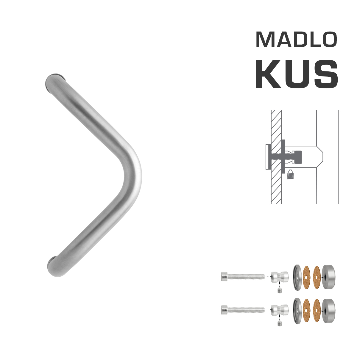 Madlo na dveře WA - MADLO M6 WA/C-S-SKLO ks Stříbrná (RAL 9006)