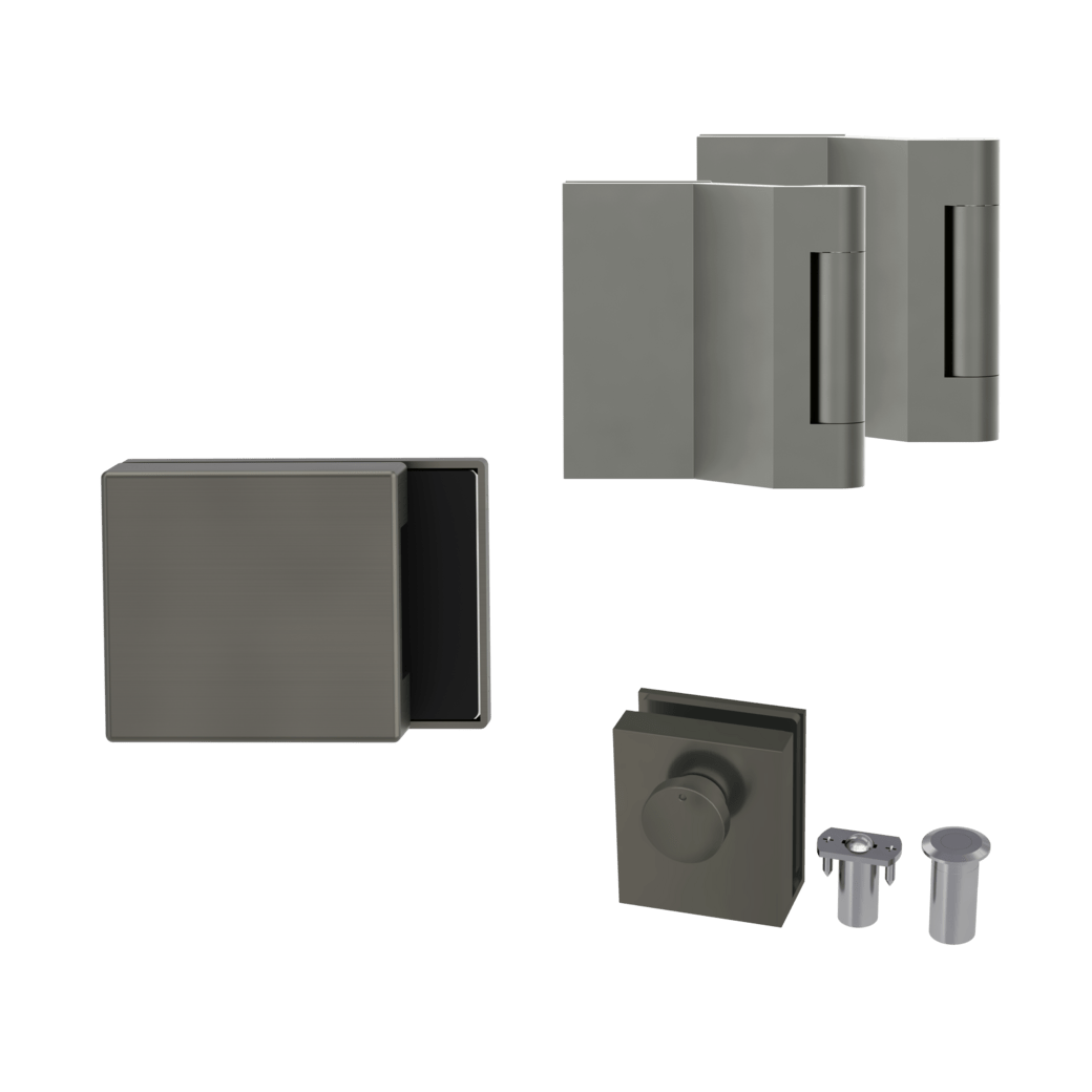 GK - PURISTO S - Sada (protikus, 3-díl. závěsy, zástrč dolní/horní) Kašmír šedá (77)