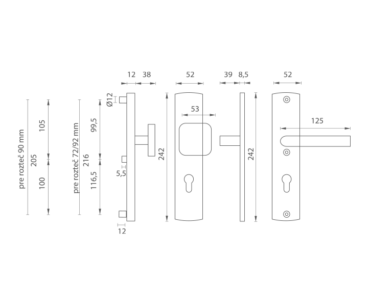 Bezpečnostní kování AXA - PRESTIGE F8 - Černý elox