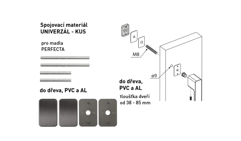 Spojovací materiál pro madlo MPK - PERFECTA Spojovací materiál UNIVERZÁL pro MADLO ks T - Titan