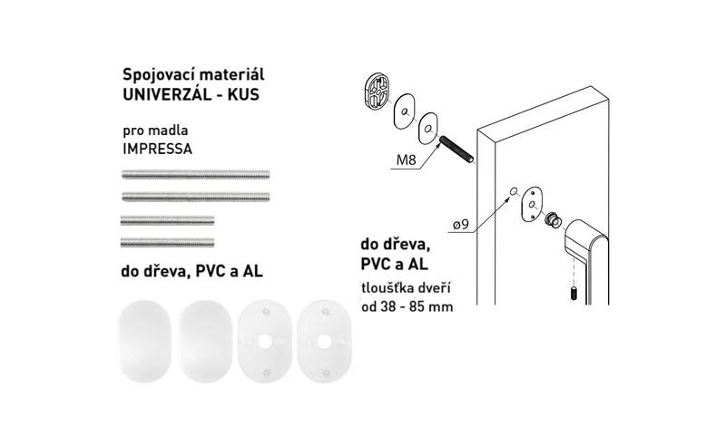 Spojovací materiál pro madlo MPK - IMPRESSA Spojovací materiál UNIVERZÁL pro MADLO ks WS - Bílá matná