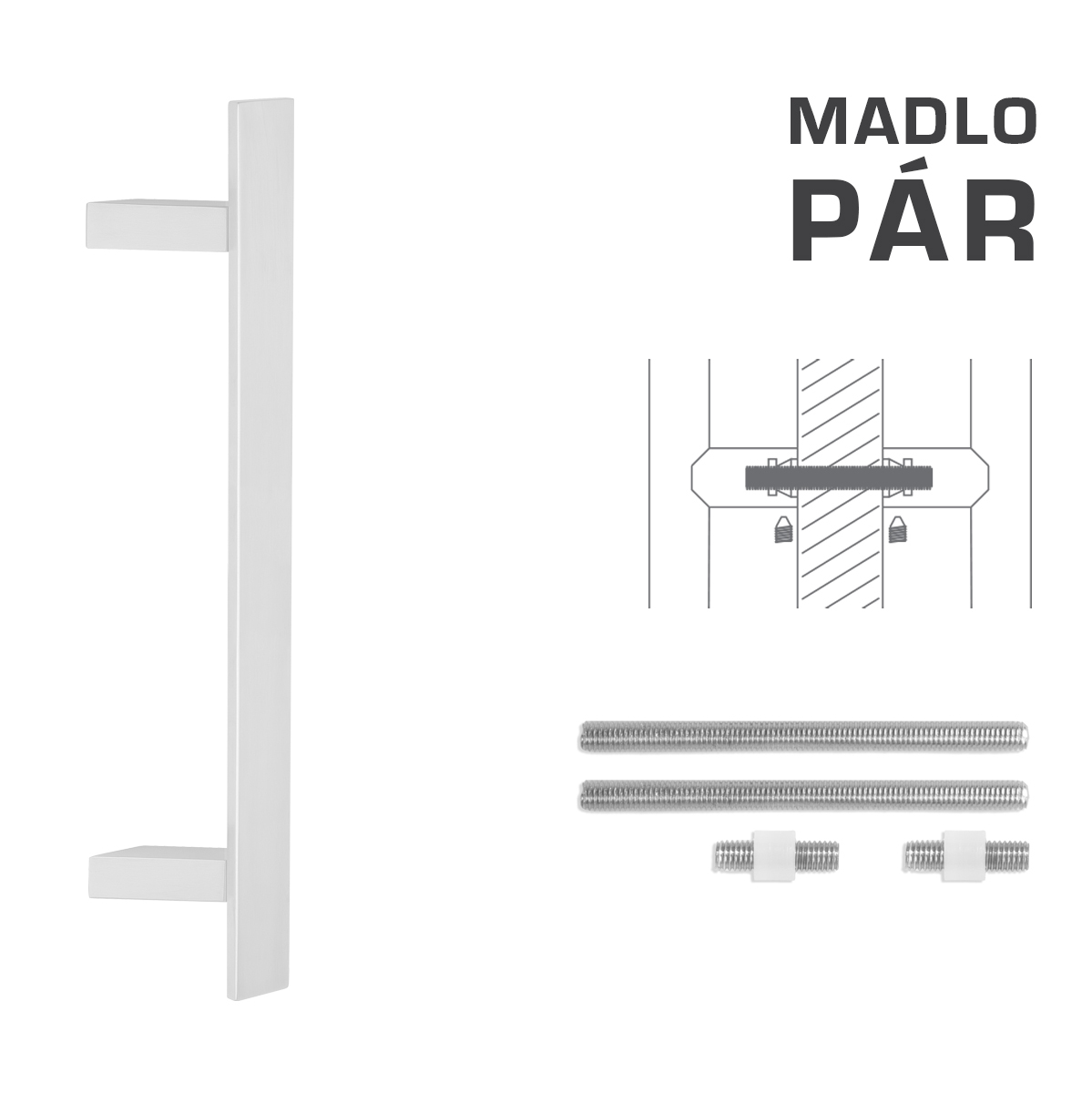 Madlo na dveře FT - MADLO kód K41Z 40x10 mm UN pár WS - Bílá matná