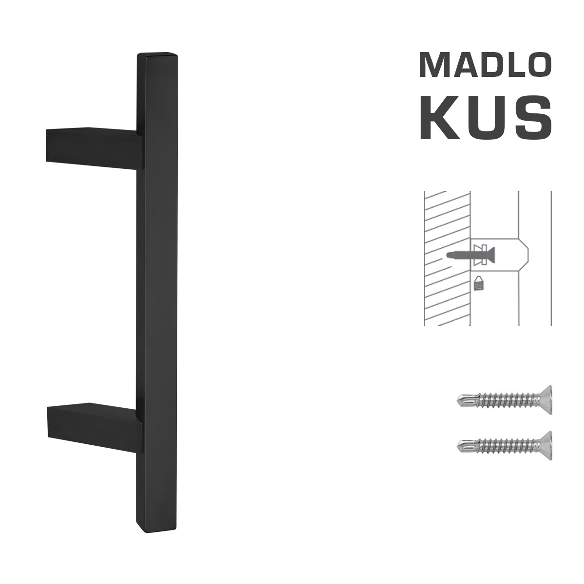 Madlo na dveře FT - MADLO kód K31Z 25x25 mm ST ks BS - Černá matná
