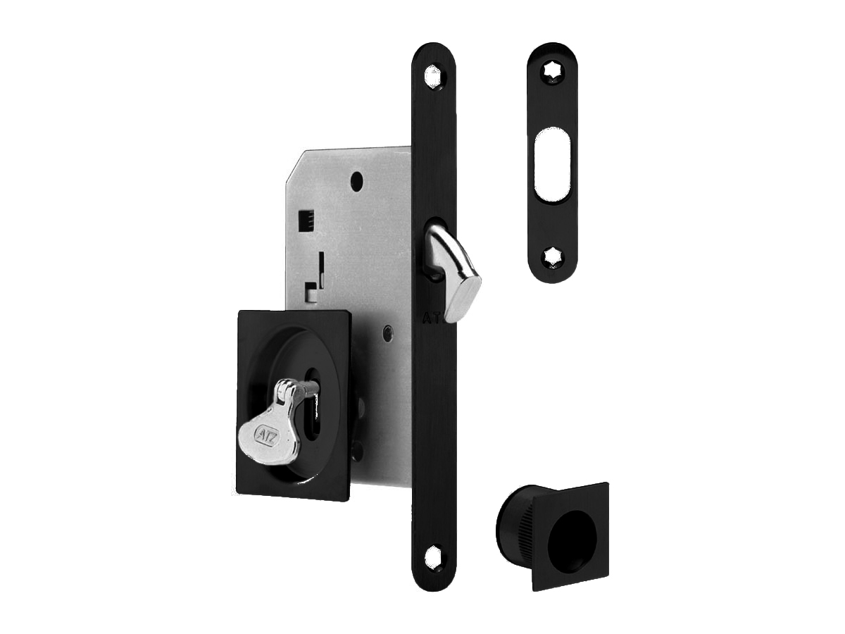 ATZ - Set na posuvné dveře hranatý 3973 BB BS - Černá matná