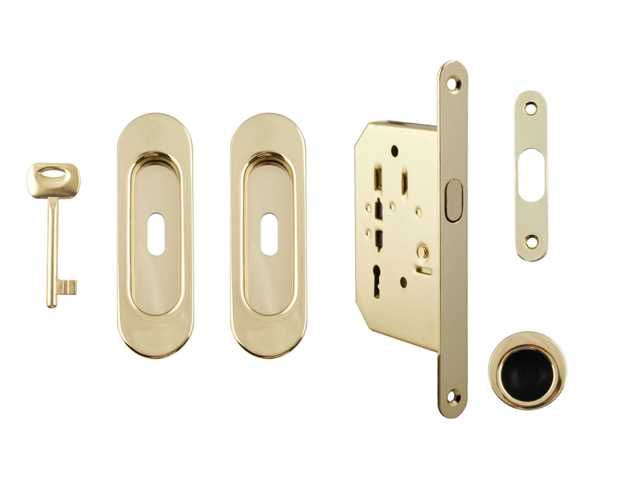 FT - Set na posuvné dveře oválný - BB / S OLV - Mosaz leštěná lakovaná