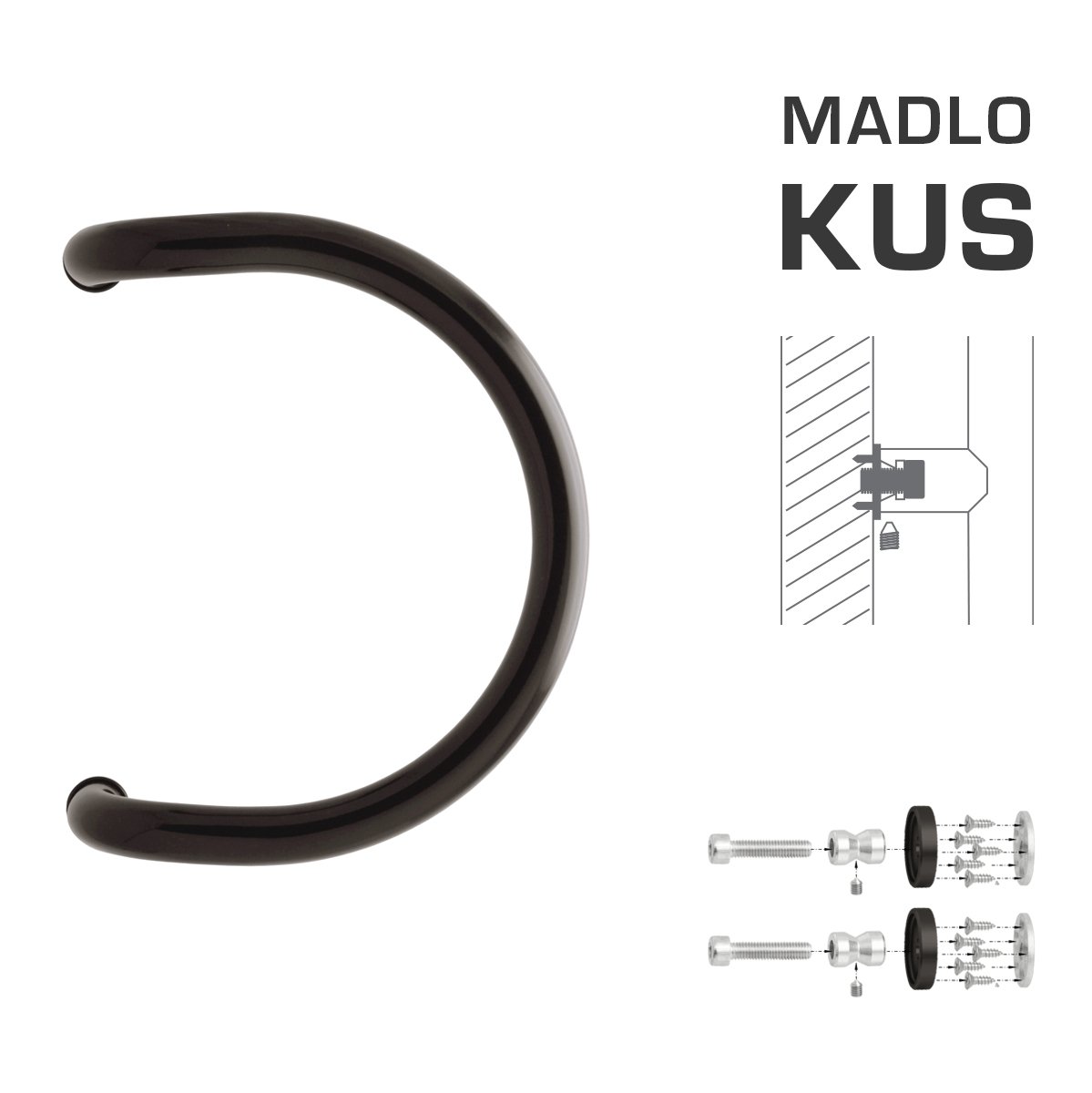 Madlo na dveře WA - MADLO M1 WA/B-D-DŘEVO ks Hnědošedá (RAL 8019)