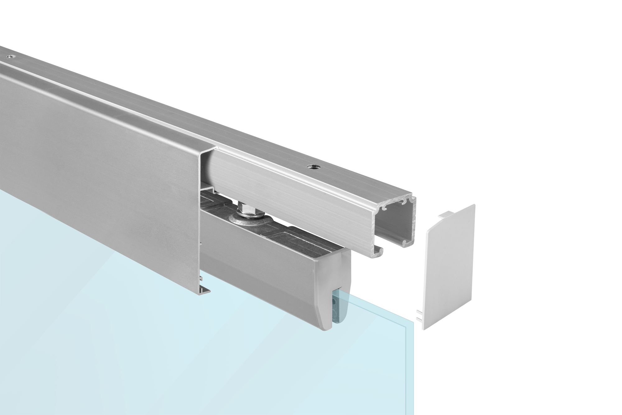 SC - POSUVNÝ SYSTÉM SERIES 100 SILENT GLASS 80 KG s krytem na profil STM - Stříbrná matná