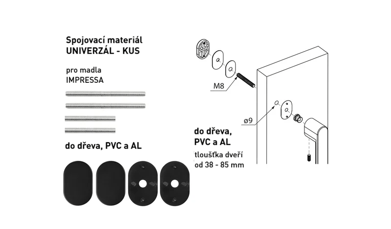 Spojovací materiál pro madlo MPK - IMPRESSA Spojovací materiál UNIVERZÁL pro MADLO ks BS - Černá matná