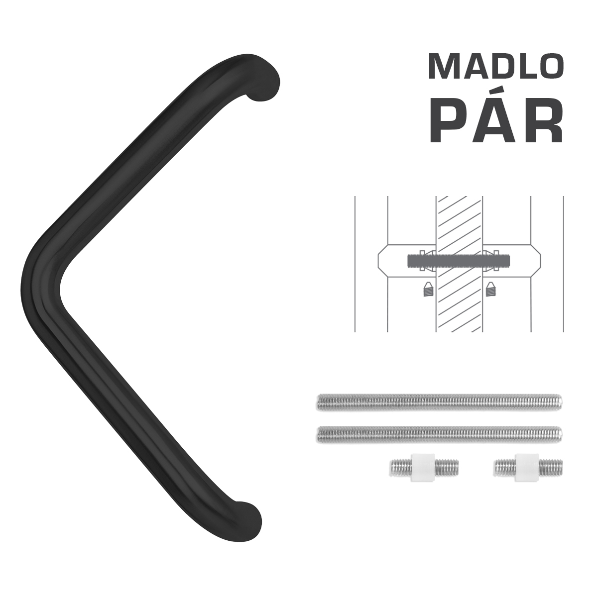 Madlo na dveře FT - MADLO kód K14T Ø 32 mm UN pár BS - Černá matná