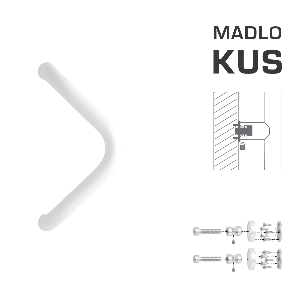 Madlo na dveře WA - MADLO M6 WA/B-D-DŘEVO ks Bílá (RAL 9016)