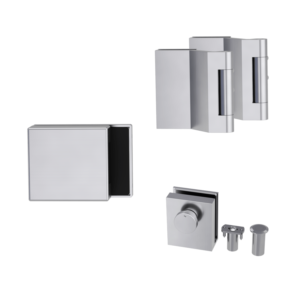 GK - PURISTO S - Sada (protikus, 3-díl. závěsy, zástrč dolní/horní) BN - Broušená nerez (71)