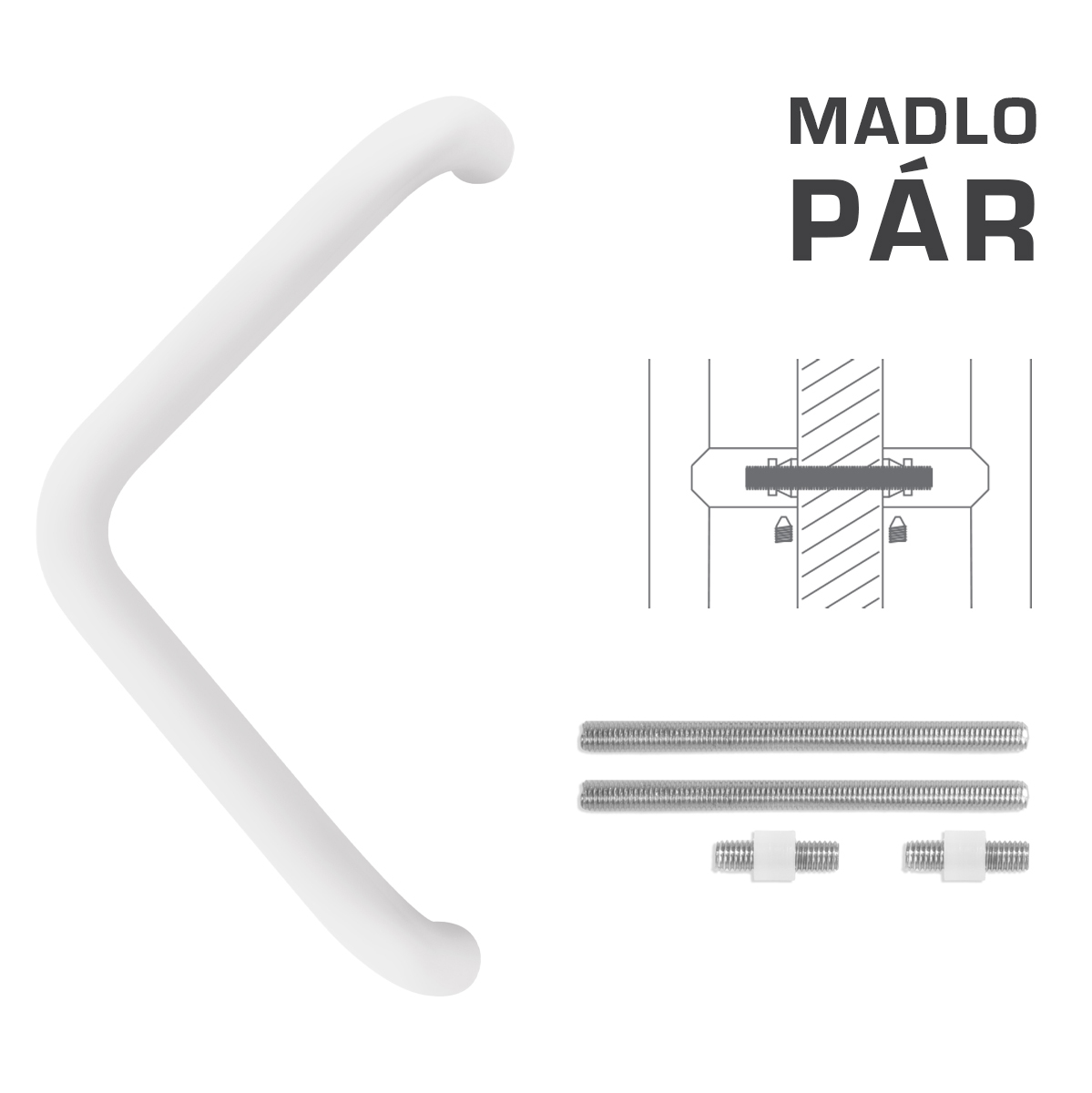 Madlo na dveře FT - MADLO kód K14T Ø 32 mm UN pár WS - Bílá matná