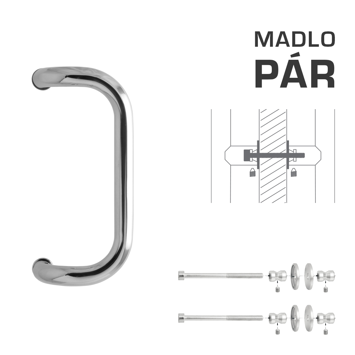 Madlo na dveře WA - MADLO M2 WA/A-DHP pár LN - Leštěná nerez