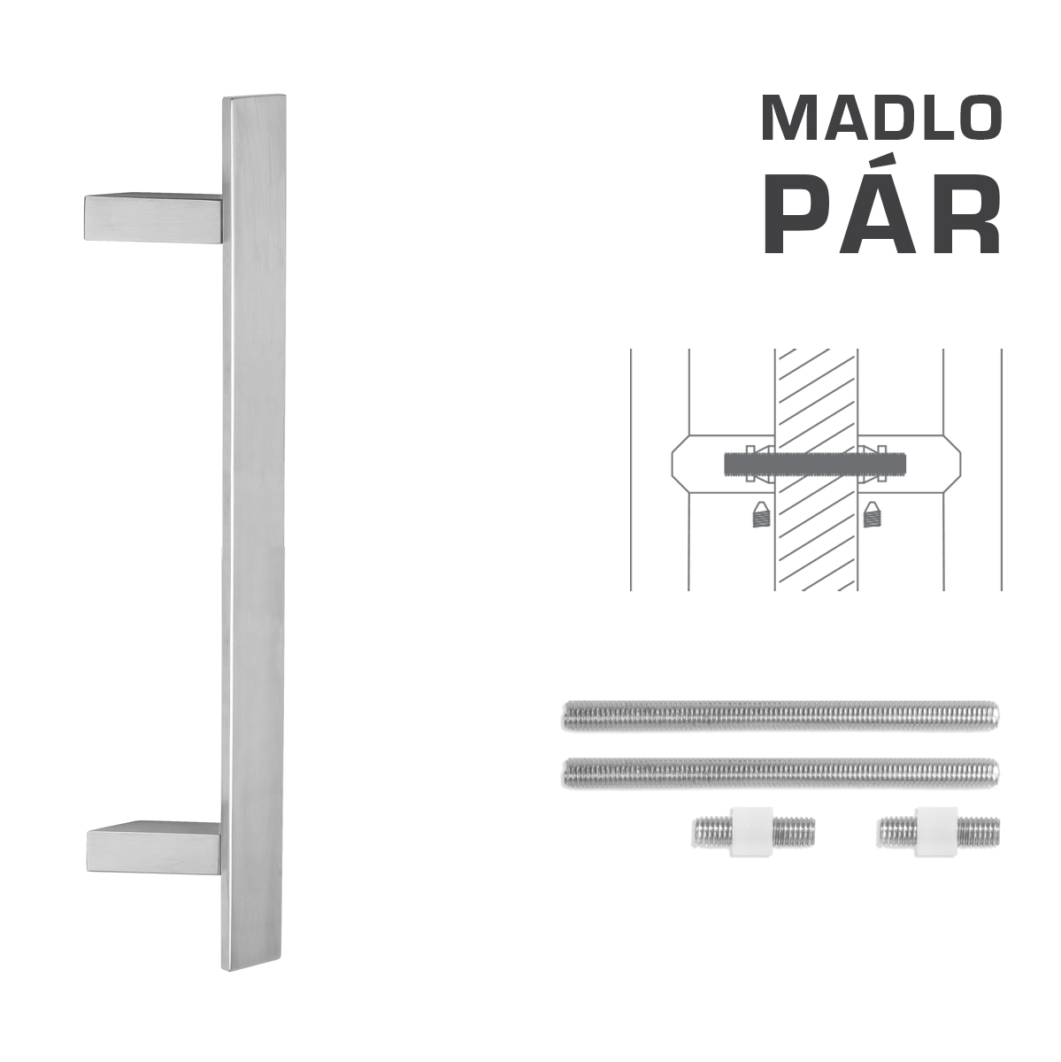 Madlo na dveře FT - MADLO kód K41Z 40x10 mm UN pár BN - Broušená nerez