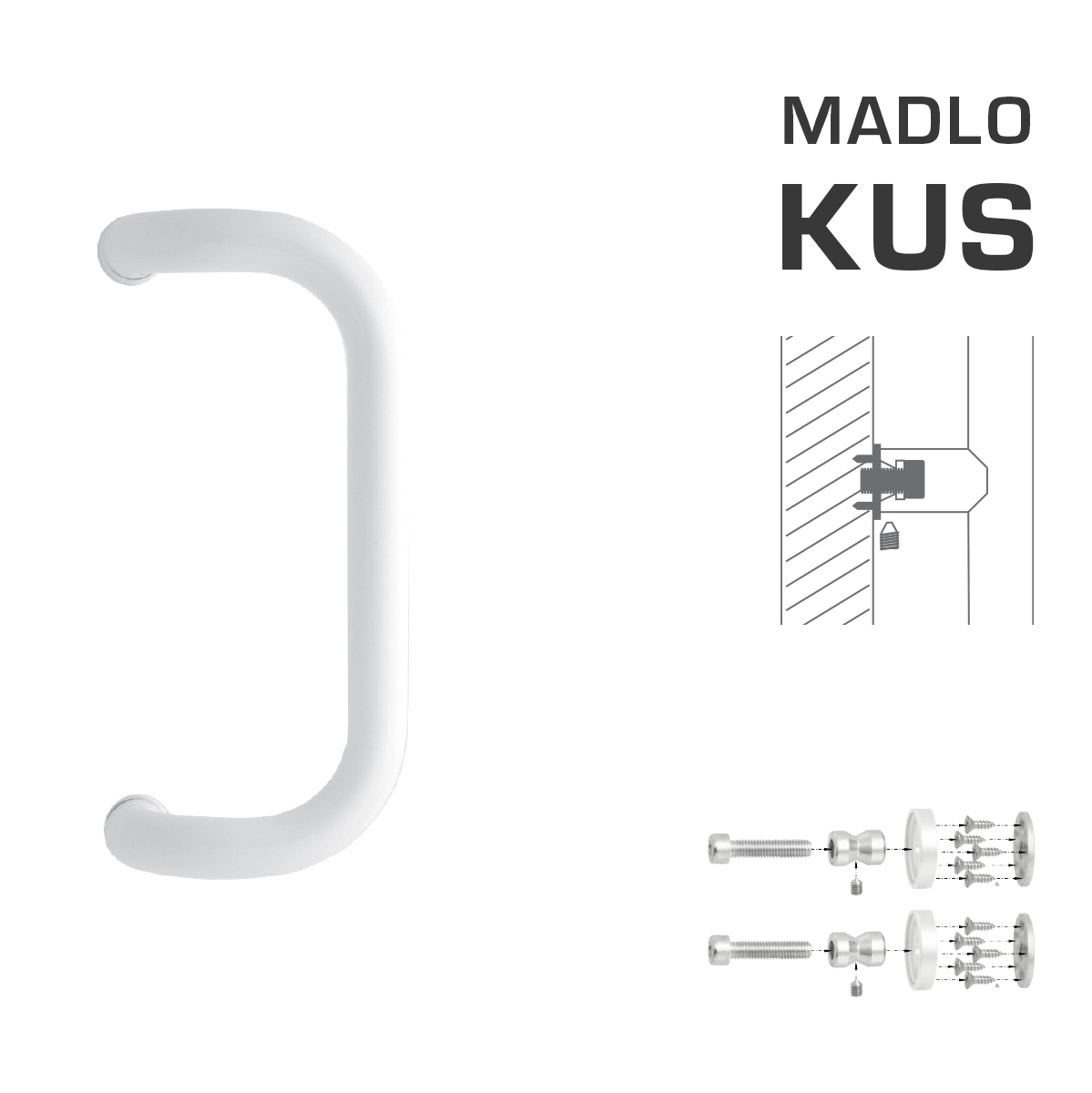 Madlo na dveře WA - MADLO M2 WA/B-D-DŘEVO ks Bílá (RAL 9016)