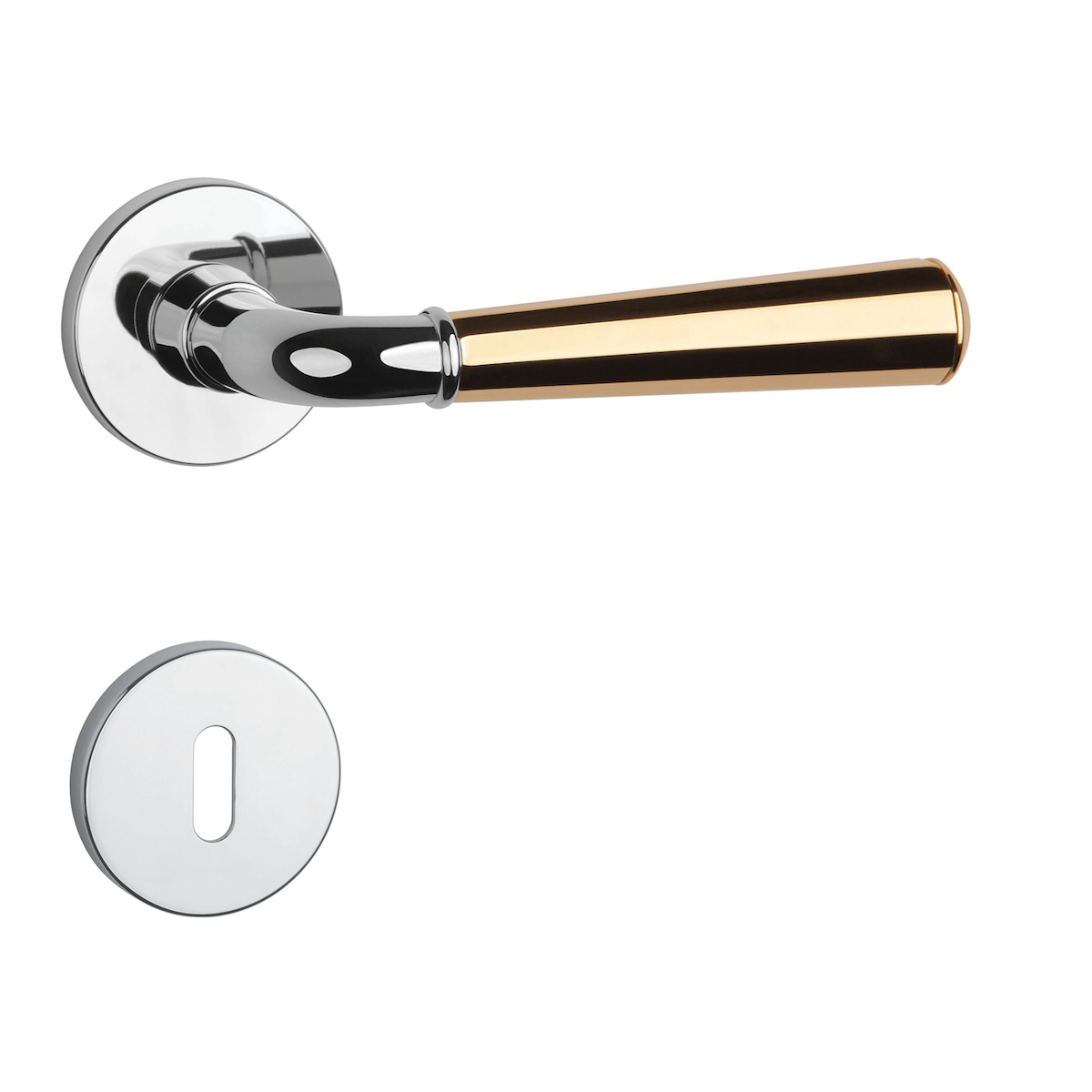 Klika na dveře ASM - MARIGOLD 2 - R 7S OC/OLV - Chrom lesklý / mosaz leštěná lakovaná