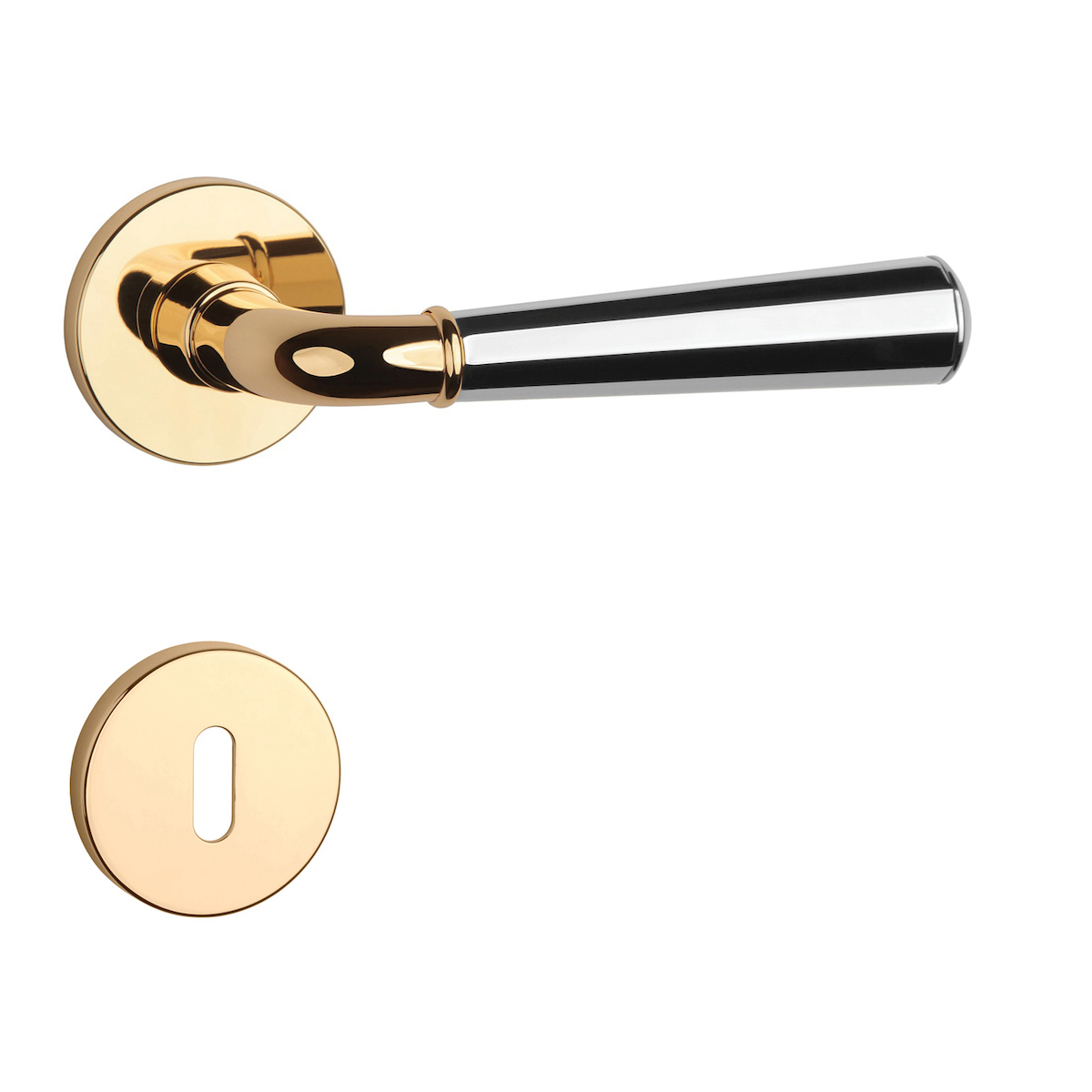 Klika na dveře ASM - MARIGOLD 2 - R 7S OLV/OC - Mosaz leštěná lakovaná / chrom lesklý