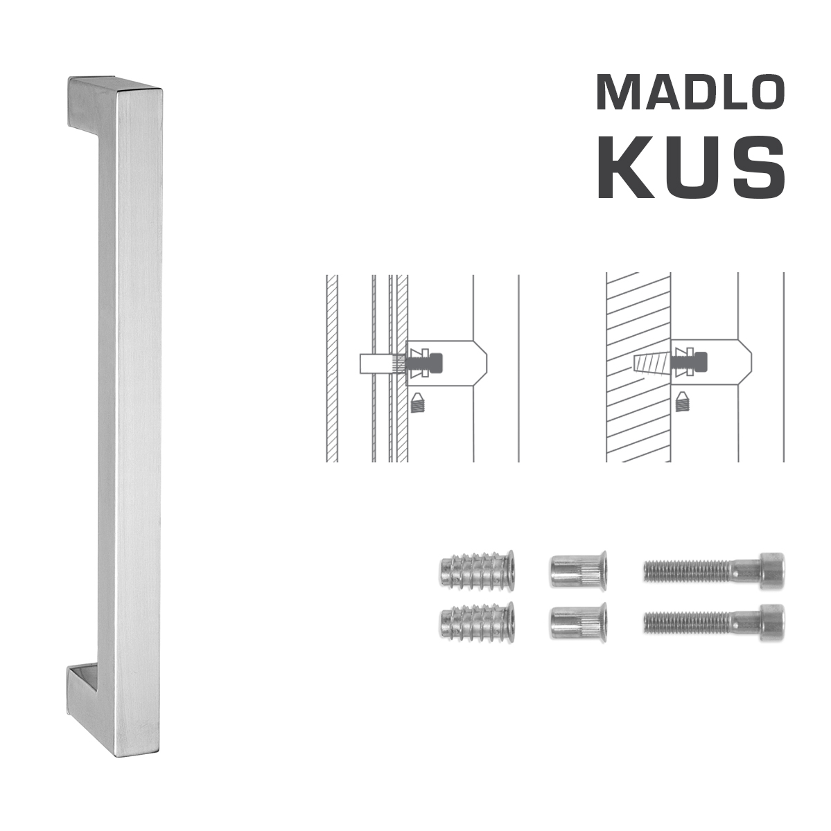 Madlo na dveře FT - MADLO kód K02K 25x25 mm SP ks BN - Broušená nerez