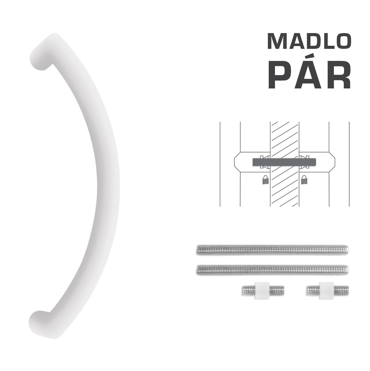 Madlo na dveře FT - MADLO kód K39 Ø 32 mm UN pár WS - Bílá matná