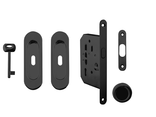 FT - Set na posuvné dveře oválný - BB / S BS - Černá matná