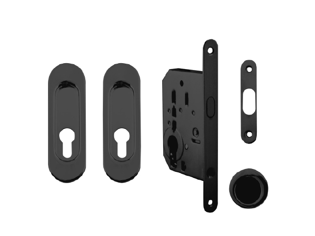 FT - Set na posuvné dveře oválný - PZ / D BS - Černá matná