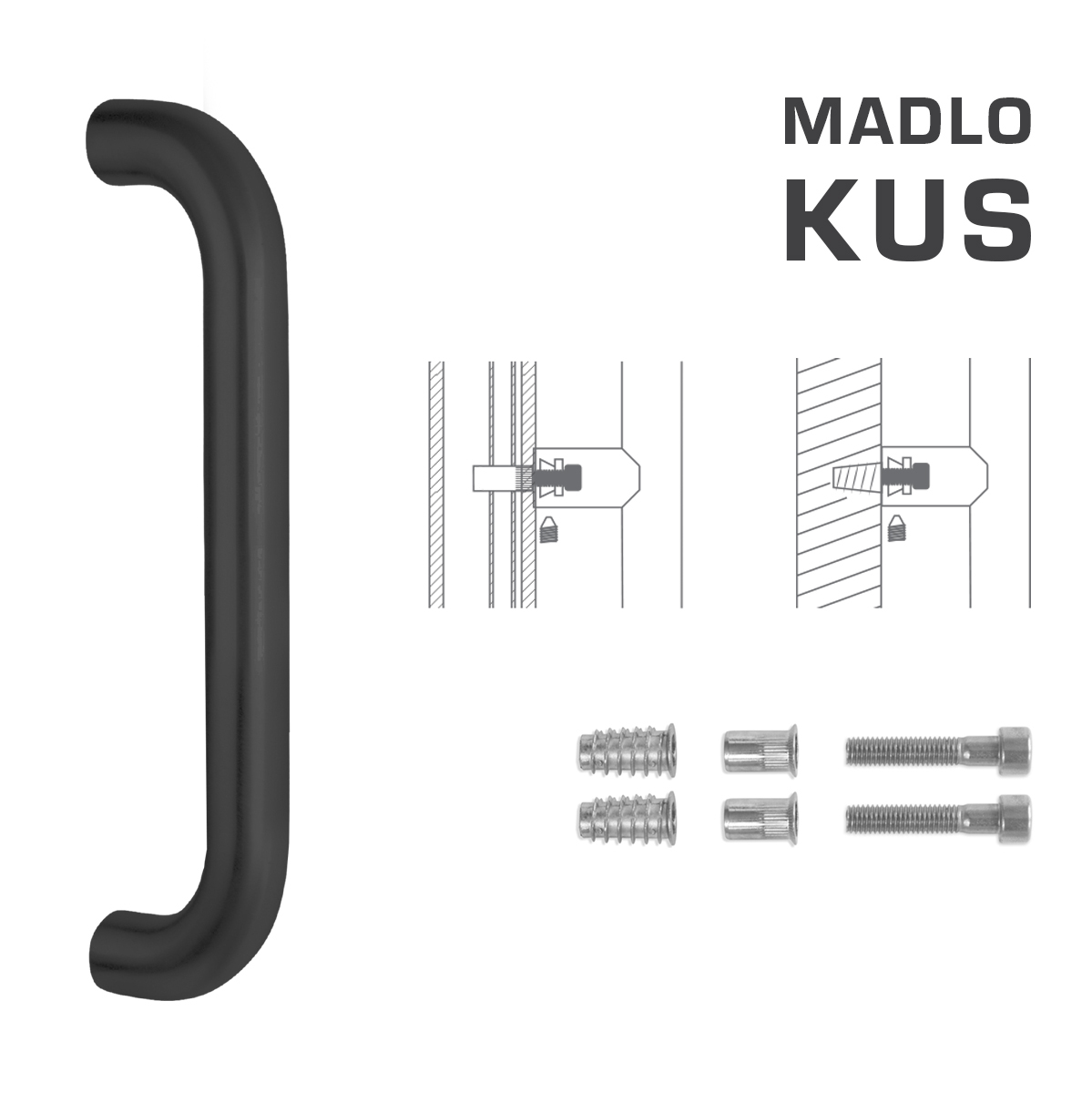 Madlo na dveře FT - MADLO kód K01 Ø 32 mm SP ks BS - Černá matná