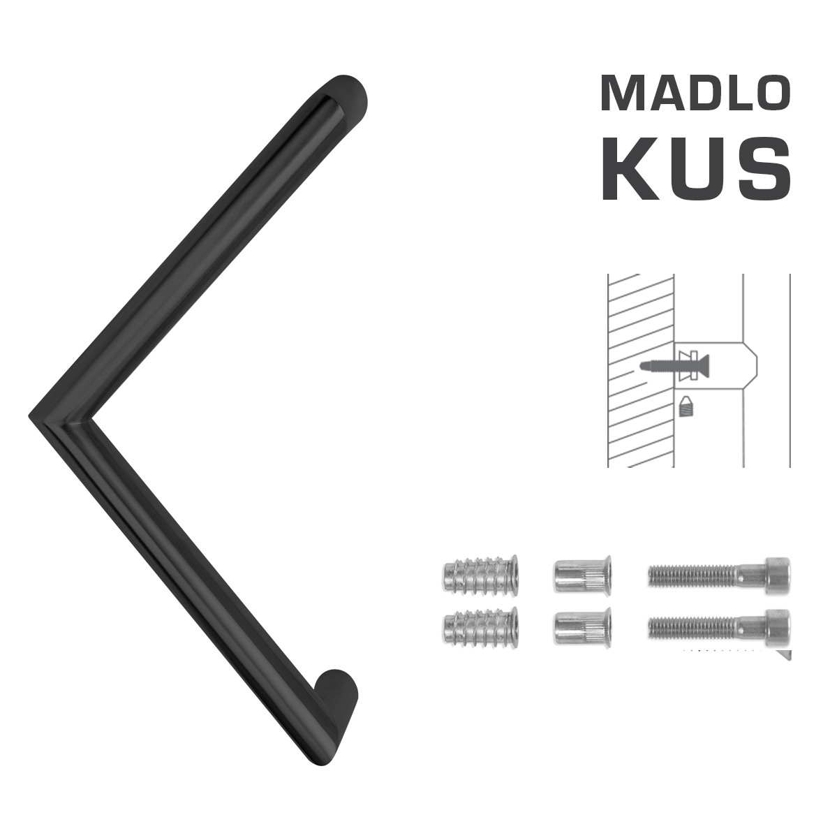Madlo na dveře FT - MADLO kód K14 Ø 30 mm ST ks BS - Černá matná