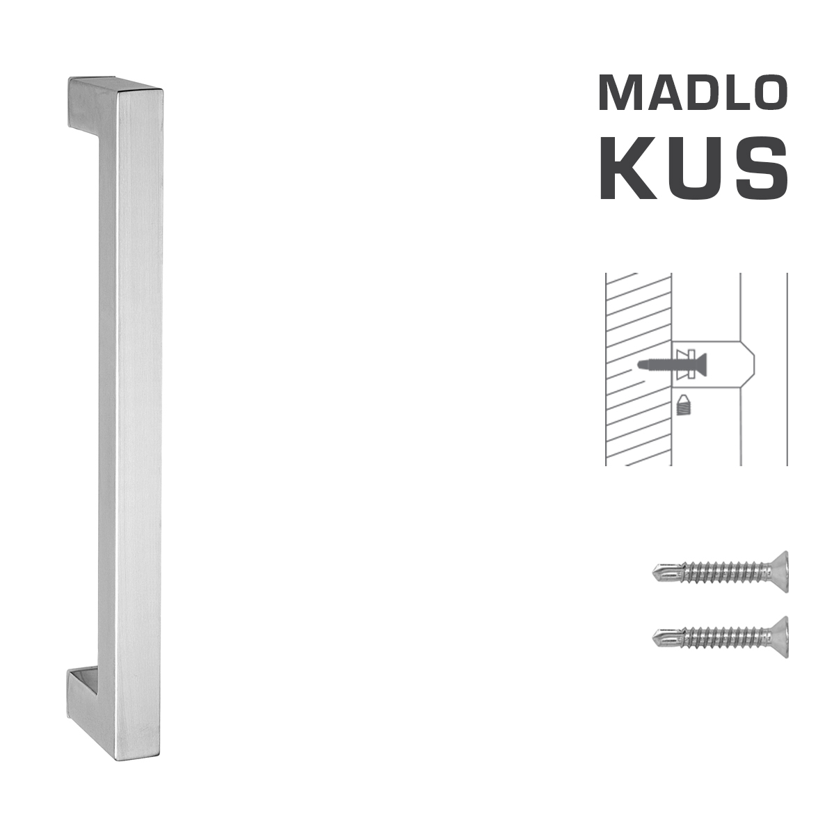 Madlo na dveře FT - MADLO kód K02K 25x25 mm ST ks BN - Broušená nerez