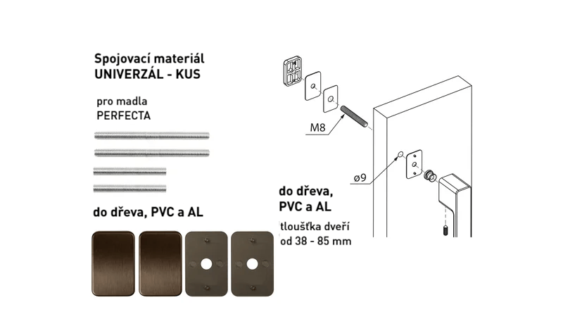 Spojovací materiál pro madlo MPK - PERFECTA Spojovací materiál UNIVERZÁL pro MADLO ks HNM - Hnědá matná