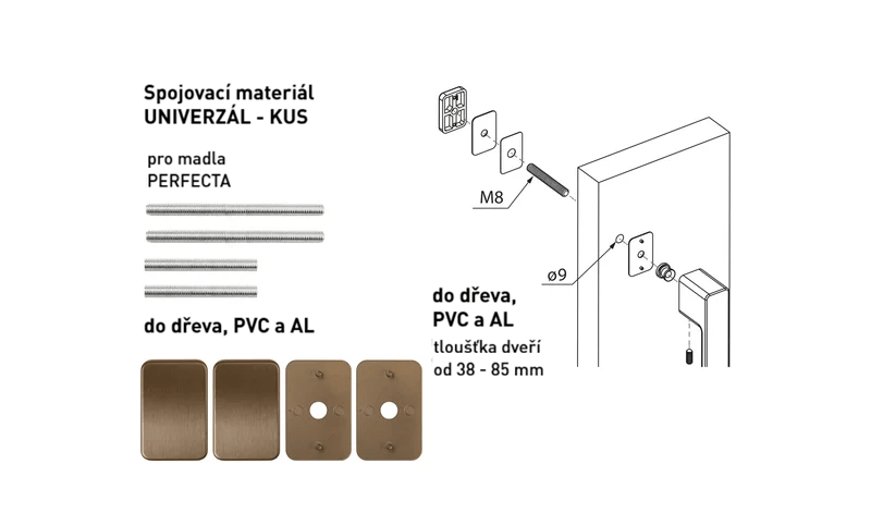 Spojovací materiál pro madlo MPK - PERFECTA Spojovací materiál UNIVERZÁL pro MADLO ks CUM - Měď matná