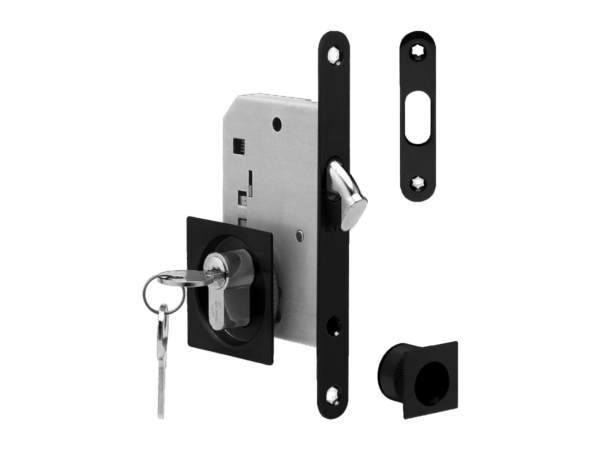 ATZ - Set na posuvné dveře hranatý 3971 PZ BS - Černá matná