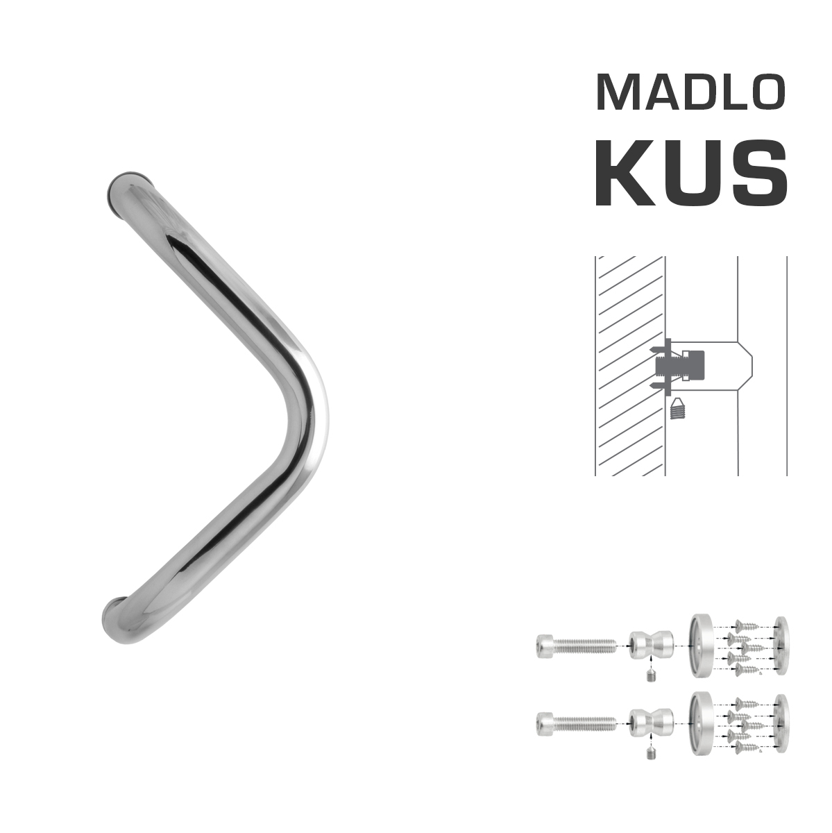 Madlo na dveře WA - MADLO M6 WA/B-D-DŘEVO ks LN - Leštěná nerez