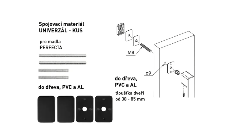 Spojovací materiál pro madlo MPK - PERFECTA Spojovací materiál UNIVERZÁL pro MADLO ks BS - Černá matná