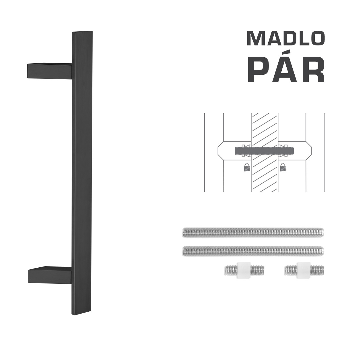 Madlo na dveře FT - MADLO kód K41Z 40x10 mm UN pár BS - Černá matná
