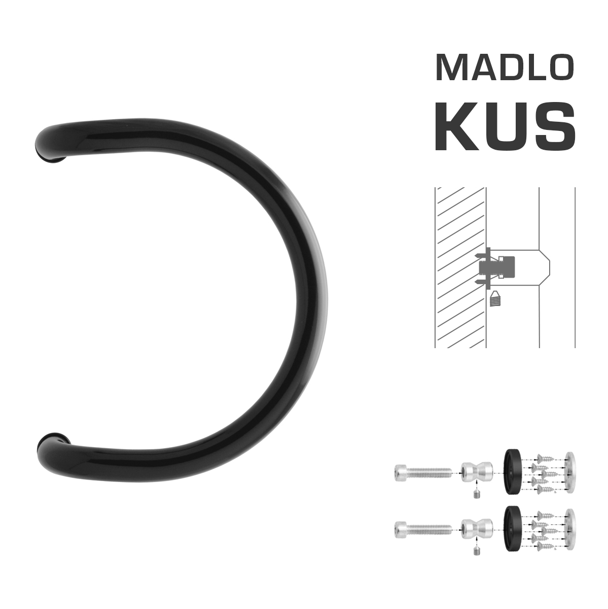 Madlo na dveře WA - MADLO M1 WA/B-D-DŘEVO ks Černá (RAL 9005)