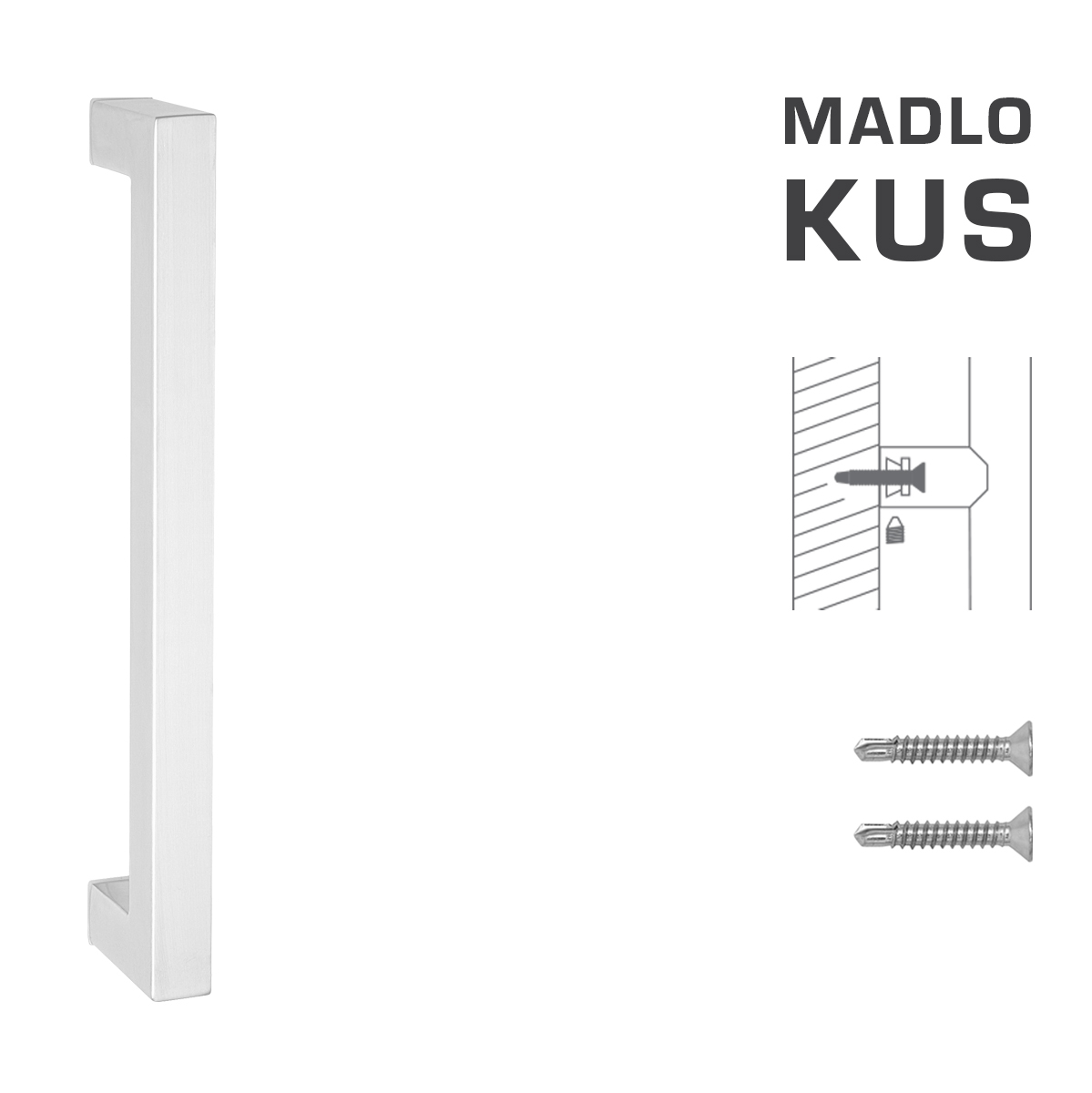 Madlo na dveře FT - MADLO kód K02K 25x25 mm ST ks WS - Bílá matná