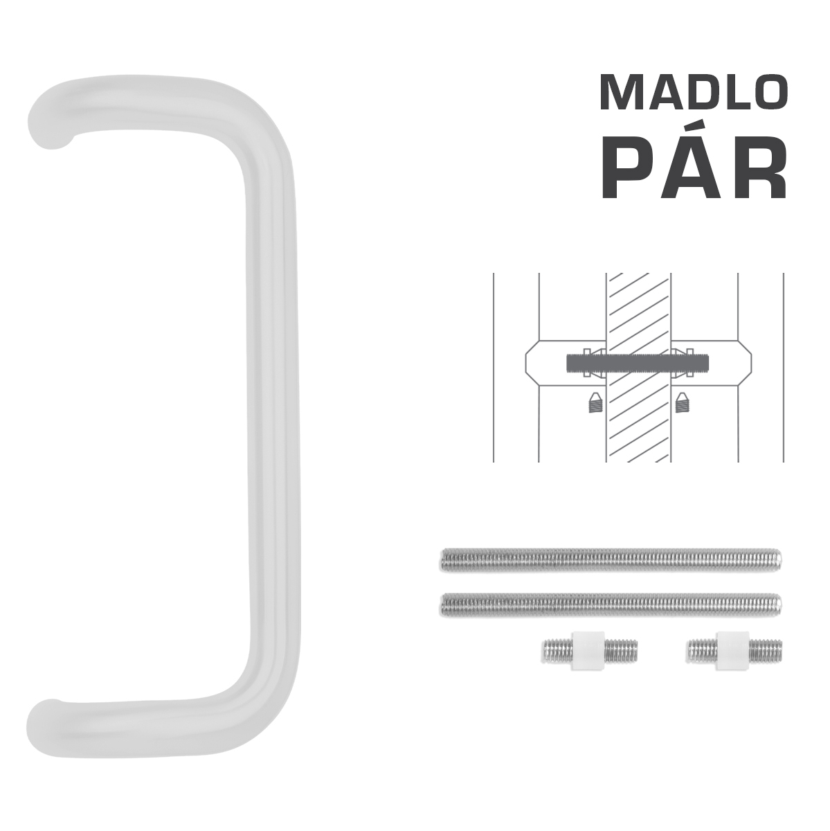 Madlo na dveře FT - MADLO kód K38 Ø 32 mm UN pár WS - Bílá matná