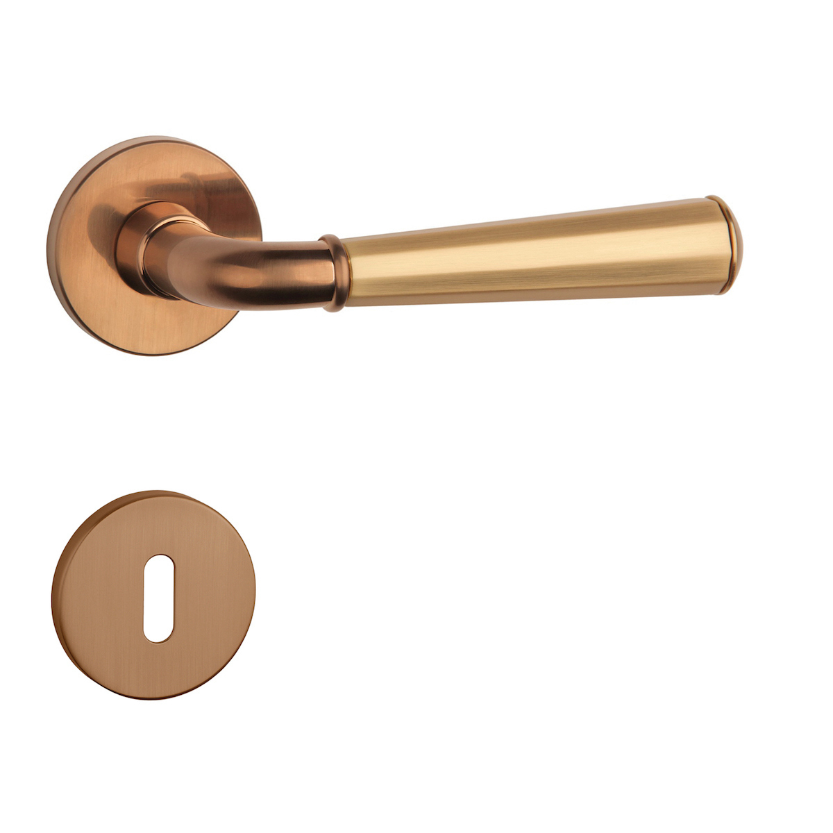 Klika na dveře ASM - MARIGOLD 2 - R 7S CUM/OLS - Měď matná / mosaz broušená